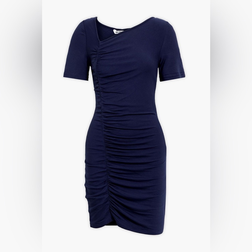 WALTER BAKER navy blue Leona ruched knitted mini dress X-LARGE